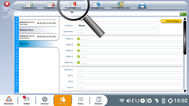 vcard importieren