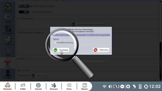 USB-Datenträger zum Formatieren auswählen